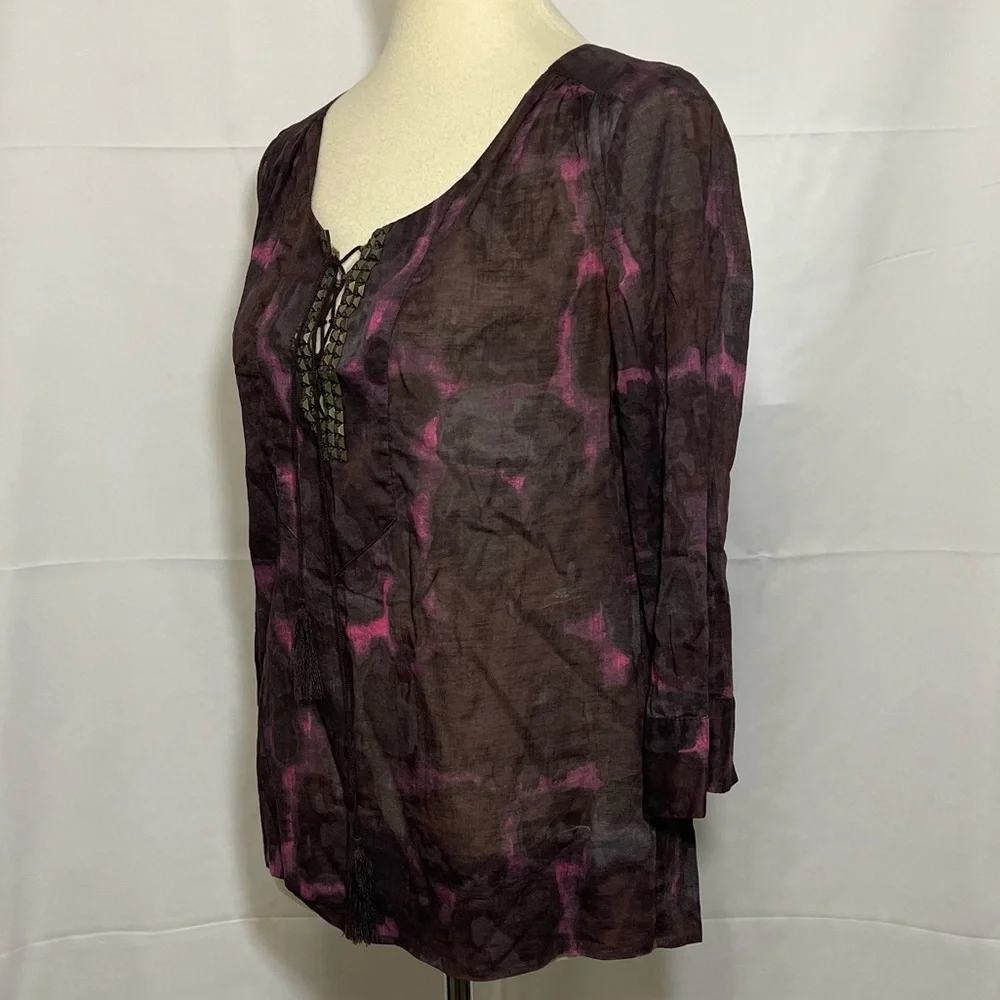 J. Crew Semi Sheer Tie Front Blouse